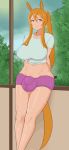  animal_humanoid animated big_breasts breasts bulge clothing dickgirl equine equine_humanoid humanoid intersex looking_at_viewer loop mammal rirouku shorts solo sweat 