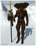  arctic breasts female mammoth nipples nude polearm pussy skull solo spear staff the_anthropomorphologist tribal trunk tusks 