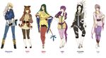  archeops bag black_hair brown_hair fashion fingerless_gloves gen_5_pokemon gloves green_hair grey_hair handbag jewelry leggings liepard micho mienshao multicolored_hair multiple_girls necklace necktie pantyhose personification pokemon purple_hair samurott sawsbuck suspenders two-tone_hair zebstrika 