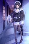  &gt;:) bad_id bad_pixiv_id black_hair black_legwear choker frills gothic_lolita hairband highres leg_ribbon lolita_fashion lolita_hairband long_hair long_legs misakamitoko0903 original pigeon-toed red_eyes ribbon smile solo standing thighhighs v-shaped_eyebrows very_long_hair zettai_ryouiki 