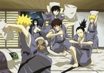  6+boys aburame_shino akimichi_chouji black_hair blonde_hair brown_hair byakugan facial_mark glasses hyuuga_neji inuzuka_kiba long_hair male male_focus multiple_boys nara_shikamaru naruto pillow pillow_fight ponytail ren05 rereren rereren_(ren05) rock_lee short_hair spiked_hair spiky_hair tattoo uzumaki_naruto whiskers 