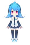  ahoge bili_girl_22 bilibili_douga blue_hair chibi detached_sleeves full_body hair_ornament hao_(patinnko) lowres necktie red_eyes ribbon solo thighhighs transparent_background 