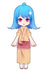  ahoge bili_girl_22 bilibili_douga blue_hair chibi cosplay full_body hair_ornament hanasaku_iroha hao_(patinnko) japanese_clothes kissuisou_uniform lowres matsumae_ohana matsumae_ohana_(cosplay) nakai_(waitress) obi red_eyes sash solo transparent_background zouri 