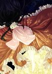  bad_id bad_pixiv_id barefoot black_hair closed_eyes dress highres houraisan_kaguya moon solo touhou yuha_(yh-krm) 