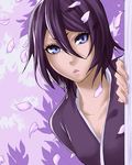  black_hair bleach cherry_blossom cherry_blossoms cherry_tree deviantart flower kuchiki_rukia short_hair silver_eyes tree 