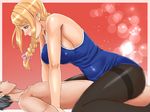  blonde_hair blush breasts clothed_female_nude_male clothed_on_nude clothed_sex curvy girl_on_top happy_sex large_breasts sex shiashiya smile straddle straddling swimsuit thighhighs 