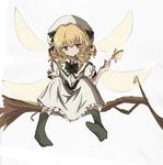  blonde_hair branch bug butterfly drill_hair fairy hat in_tree insect luna_child miyashu sitting sitting_in_tree sketch solo touhou tree wings 