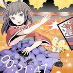  animal_ears bad_id bad_pixiv_id black_hair blue_eyes card deer_ears hanafuda hebitsukai highres japanese_clothes shinohara_natsuki solo summer_wars 