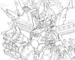  banpresto granzon highres mecha monochrome sketch super_robot_wars 