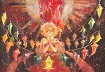  alternate_wings bad_id bad_pixiv_id campanula-star claws fingernails flandre_scarlet long_fingernails moon red_moon smile smirk solo touhou traditional_media watercolor_(medium) wings 