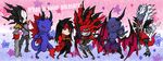  2boys alternate_form black_hair chainsaw chaos_(ff7) chibi dirge_of_cerberus_final_fantasy_vii engrish final_fantasy final_fantasy_vii galian_beast hell_masker horns mask monster multiple_boys ranguage stellar_the_ocean takenohana vincent_valentine white_hair wings 