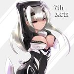  ach ach_stradale bad_id bad_pixiv_id breasts busou_shinki cleavage doll_joints english large_breasts pink_eyes silver_hair solo tone_g 