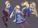  blonde_hair bow capcom_fighting_jam domu gloves hair_ornament hairpods ingrid legs long_hair magical_girl mary_janes pantyhose red_eyes school_uniform shoes silver_hair skirt smile white_hair 