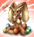  breasts bunny_ears easter eggs furry lopunny mn_xenx nintendo pokemon togepi 