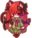  animal_ears bad_id bad_pixiv_id bell bow braid cat_ears cat_tail chibi kaenbyou_rin multiple_tails red_eyes red_hair ribbon shanty_(mattariino) skull solo tail touhou twin_braids 