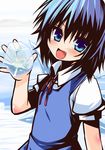  blue_eyes blue_hair blush cirno frog ice nigo_(aozoragarou) short_hair solo touhou 