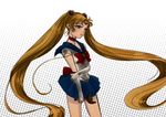  back_bow bad_id bad_pixiv_id bishoujo_senshi_sailor_moon blonde_hair blue_eyes blue_sailor_collar blue_skirt bow choker cowboy_shot double_bun earrings elbow_gloves gloves harutiki jewelry long_hair magical_girl red_bow red_choker sailor_collar sailor_moon sailor_senshi_uniform skirt solo tsukino_usagi twintails very_long_hair white_gloves 