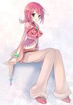  annie_barrs annie_barrs_(cosplay) bad_id bad_pixiv_id bellbottoms bracelet brown_eyes cheria_barnes cosplay flipped_hair jewelry midriff navel pink_hair short_hair sitting solo tales_of_(series) tales_of_graces tales_of_rebirth teu_(navy) very_short_hair white_background 