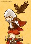  assassin's_creed_(series) assassin's_creed_ii bird blonde_hair cape eagle ened ezio_auditore_da_firenze gloves hat leonardo_da_vinci long_hair male_focus multiple_boys smile 