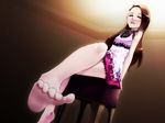  bad_id bad_pixiv_id bare_shoulders barefoot brown_eyes brown_hair empty_eyes feet hairband idolmaster idolmaster_(classic) long_hair minase_iori open_mouth perspective pov_feet sitting soles solo tkhs toes wiggling_toes 