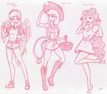  boots breasts clothed clothing cowboy_hat dress english_text equine female freckles friendship_is_magic hair hat horse human humanized hybrid lasso looking_back mammal monochrome my_little_pony pink_and_white pinkie_pie_(mlp) pony ponytail rainbow_dash_(mlp) rope shirt shoes shorts skirt smile sneakers tail text vest wings x-cross 