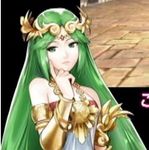  absurdres green_eyes green_hair highres jewelry kid_icarus long_hair nintendo off_shoulder official_art palutena shield thighhighs tiara very_long_hair 