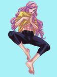  1boy abs blue_eyes bulge crossdress crossdressing drill_hair feet full_body hairband long_hair male_focus pink_hair shirt_lift simple_background solo toned trap tsukimiya_ringo uta_no_prince-sama 