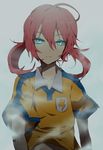  bad_id bad_pixiv_id blue_eyes fog highres inazuma_eleven_(series) inazuma_eleven_go kirino_ranmaru koko_(kotobutyann) long_hair low_twintails male_focus pink_hair soccer_uniform solo sportswear twintails 