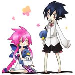  black_hair disgaea disgaea_4 eyes_closed lowres magenta_hair makai_senki_disgaea_4 pink_hair prinny valbatose valvatorez_(disgaea) volcano_(disgaea) vulcanus_(disgaea_4) 