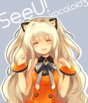  animal_ears blonde_hair bow cat_ears long_hair open_mouth seeu smile solo vocaloid yukihomu 