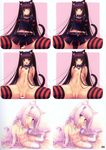  absurdres animal_ears bell bell_collar belt black black_hair blue_eyes blush breasts cat_ears censored chocola_(sayori) collar cum cum_on_body cum_on_upper_body elbow_gloves facial gloves hair_ornament highres midriff mosaic_censoring multiple_girls navel nekopara nipples non-web_source one_eye_closed open_mouth pink_hair pink_legwear ponytail sayori sitting skirt small_breasts spread_legs striped striped_legwear tail tail_bell thighhighs vanilla_(sayori) 