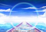  kaimonn no_humans ocean original railroad_tracks rainbow scenery sky water 