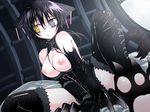  1girl animal_ears ati black_hair breasts cat_ears cat_paws game_cg gothic liar-soft nekomimi paws sekien_no_inganock solo spread_legs steampunk_(liarsoft) 