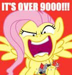  angry crush equine female fluttershy_(mlp) friendship_is_magic hair hasbro long_hair my_little_pony over_9000 scouter wings 