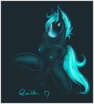  breasts crouching equine female hair horse looking_at_viewer mammal monochrome neon neon_lights nude plain_background quillu solo 