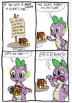  comic cute dialog dialogue disgust dragon english_text ew friendship_is_magic frills green_eyes it's_a_trap iygaparc male messy my_little_pony rubik's_cube saliva scalie sign slime solo spike_(mlp) surprise text 