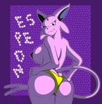  big_breasts big_butt bikini blue_eyes blush breasts butt clothed clothing eeveelution espeon female half-dressed looking_at_viewer nintendo nipples pok&#233;mon pok&#233;morph pok&eacute;mon pok&eacute;morph side_boob skimpy solo swimsuit ticklishways tight_clothing topless video_games zp92 