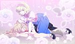  alice_margatroid bad_id bad_pixiv_id blonde_hair blue_eyes flower hairband kirisame_marisa long_hair lying mary_janes multiple_girls ofuton_zeb on_person shoes short_hair touhou wrist_cuffs yellow_eyes yuri 