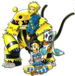  denji_(pokemon) denzi_(pokemon) electivire froslass game_freak gym_leader official_art pokemon pokemon_(game) pokemon_diamond_and_pearl pokemon_dppt pokemon_special sitting smile suzuna_(pokemon) transparent_background yamamoto_satoshi 