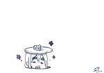 2011 artist_name blood cake chibi dated food k-on! kotobuki_tsumugi long_hair monochrome negative_space nosebleed signature slice_of_cake solo spot_color strawberry_shortcake suan_ringo white_background 