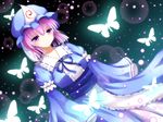  breasts bug butterfly dutch_angle ghost hat insect japanese_clothes light_smile medium_breasts obi pink_eyes pink_hair saigyouji_yuyuko sash short_hair smile solo soraneko93 touhou triangular_headpiece 