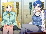  2girls alice_no_takarabako bishoujo_senshi_sailor_moon blue_eyes blue_hair blush female mizuno_ami mizuryuu_kei multiple_girls sailor_mercury sailor_moon sweat translation_request tsukino_usagi 