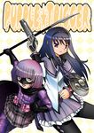  2girls akemi_homura crossover hit-girl hit_girl kick-ass kick_ass looking_at_viewer mahou_shoujo_madoka_magica marvel multiple_girls weapon 