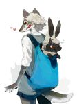  &hearts; amber_eyes anthro bag canine caprine carrying clothed clothing feral hair looking_back looking_over_shoulder mammal mucknagabe red_eyes sheep standing white_hair wolf 