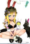  animal_ears aqua_eyes bikini_top blonde_hair blue_eyes boku_wa_tomodachi_ga_sukunai breasts bunny_ears cleavage highres itachi_(3dt) kashiwazaki_sena large_breasts long_hair non-web_source open_clothes open_fly short_shorts shorts solo swimsuit unzipped 