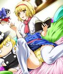  alice_margatroid blonde_hair capelet character_doll hairband kanon kawasumi_mai kirisame_marisa namidame panties polka_dot short_hair solo thighhighs touhou underwear yellow_eyes yellow_panties 