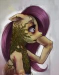  crookedtrees equine feathers female feral fluttershy_(mlp) friendship_is_magic hair horse inaction ivy mammal my_little_pony pegasus pink_hair plant pony shy solo standing_still um uncertain what wings 