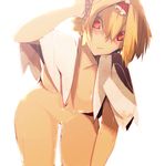  alice_margatroid bad_id bad_pixiv_id bangs bent_over blonde_hair blush breasts capelet collarbone hair_between_eyes hairband hand_on_own_head hips leaning_forward looking_at_viewer medium_breasts navel nude pussy red_eyes shiny shiny_skin short_hair siirakannu simple_background solo straight_hair sweat thigh_gap thighs touhou wet white_background wide_hips 