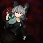  adapted_costume animal_ears belt bishamonten's_pagoda capelet dress grey_hair highres jewelry meganemausu mouse_ears mouse_tail nazrin necklace pendant red_eyes short_hair solo tail touhou 