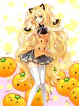  food fruit kei_(seona2020) long_hair seeu skirt solo thighhighs vocaloid yellow 